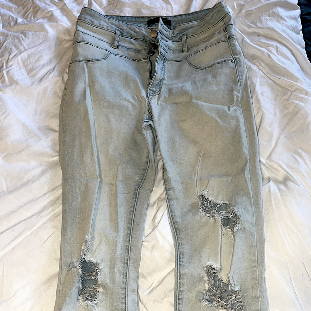 Refuge high waisted light-wash denim jeans